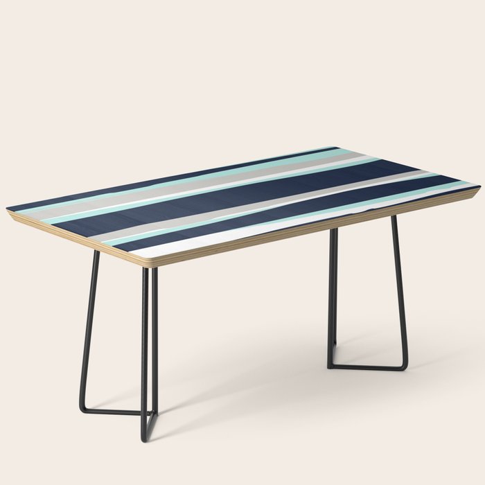 Ocean, Stripe Abstract Pattern, Navy, Aqua, Gray Coffee Table Gallery Image 1