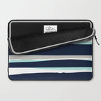 Ocean, Stripe Abstract Pattern, Navy, Aqua, Gray Laptop Sleeve Gallery Image 2