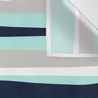 Ocean, Stripe Abstract Pattern, Navy, Aqua, Gray Wall Tapestry Gallery Image 3