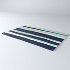 Ocean, Stripe Abstract Pattern, Navy, Aqua, Gray Rug Gallery Image 3