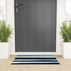 Ocean, Stripe Abstract Pattern, Navy, Aqua, Gray Welcome Mat Gallery Image 3