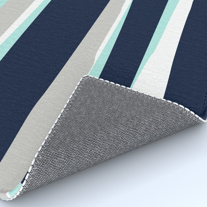 Ocean, Stripe Abstract Pattern, Navy, Aqua, Gray Rug Gallery Image 4