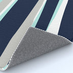 Ocean, Stripe Abstract Pattern, Navy, Aqua, Gray Rug Gallery Image 4