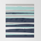 Ocean, Stripe Abstract Pattern, Navy, Aqua, Gray Throw Blanket Gallery Image 2