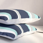 Ocean, Stripe Abstract Pattern, Navy, Aqua, Gray Pillow Sham Gallery Image 3