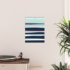 Ocean, Stripe Abstract Pattern, Navy, Aqua, Gray Poster Gallery Image 2