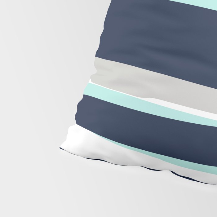 Ocean, Stripe Abstract Pattern, Navy, Aqua, Gray Pillow Sham Gallery Image 4