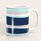 Ocean, Stripe Abstract Pattern, Navy, Aqua, Gray Coffee Mug Gallery Image 1