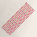 Mid Century Modern Minimalist Fish Pink Cream Blue Pattern Yoga Mat Gallery Image 1
