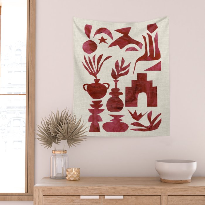 Crimson Village Wall Tapestry Gallery Image 2