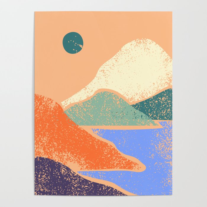 Abstract mountain landscape painting art print Poster Gallery Image 1