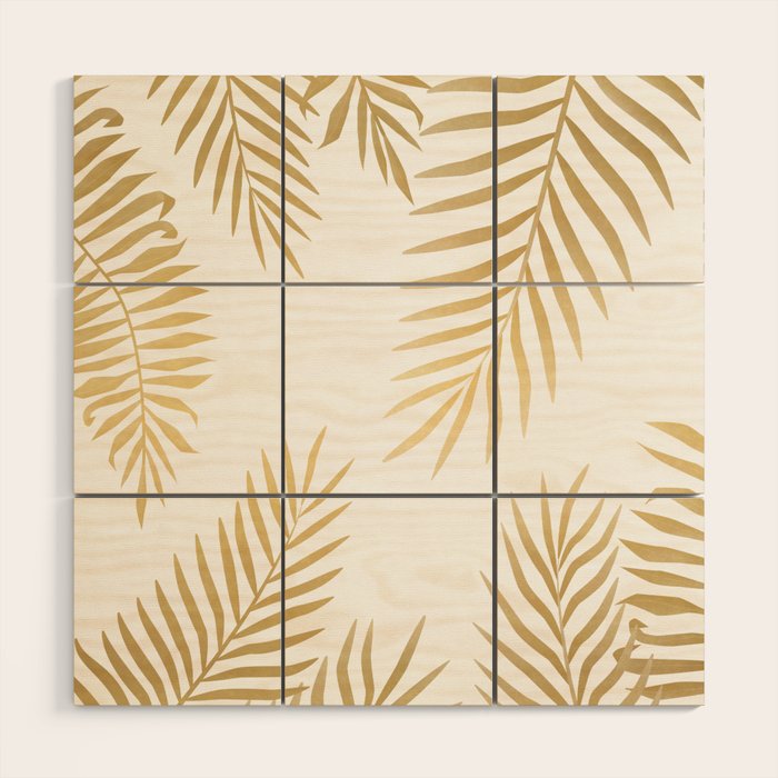 Gold palm leaves Wood Wall Art Gallery Image 1