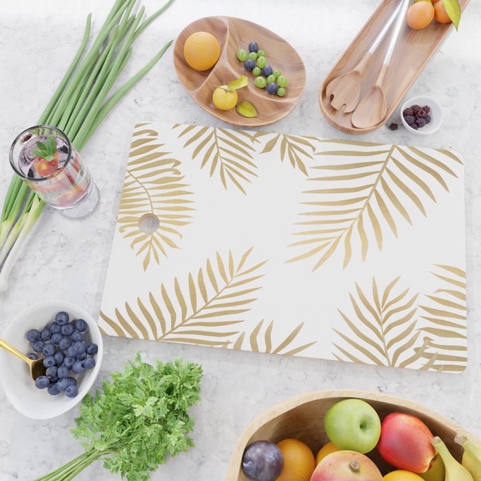 Gold palm leaves Cutting Board Gallery Image 2