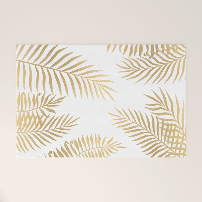 Gold palm leaves Welcome Mat Gallery Image 1