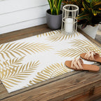 Gold palm leaves Outdoor Rug Gallery Image 2