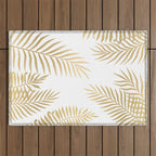Gold palm leaves Outdoor Rug Gallery Image 1