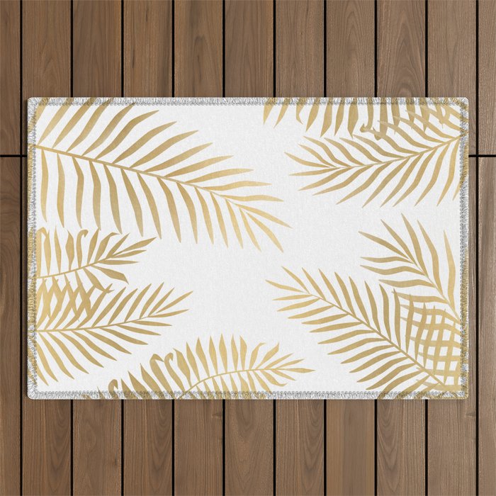 Gold palm leaves Outdoor Rug Gallery Image 1