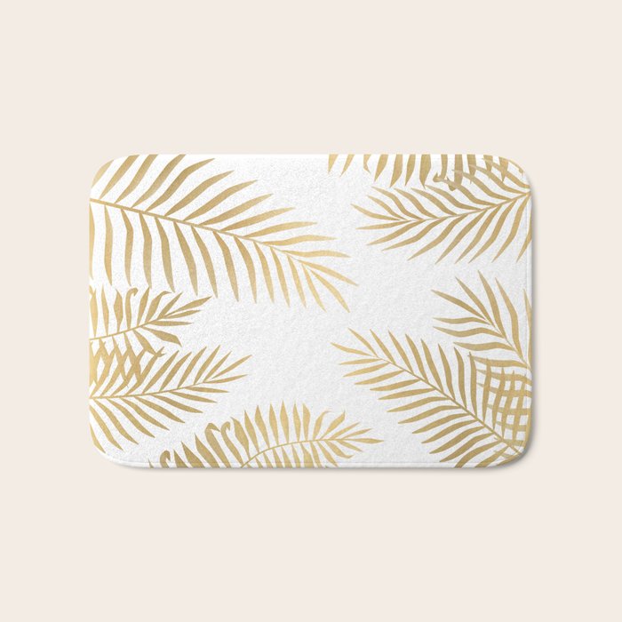 Gold palm leaves Bath Mat Gallery Image 1