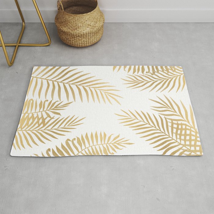 Gold palm leaves Rug Gallery Image 1