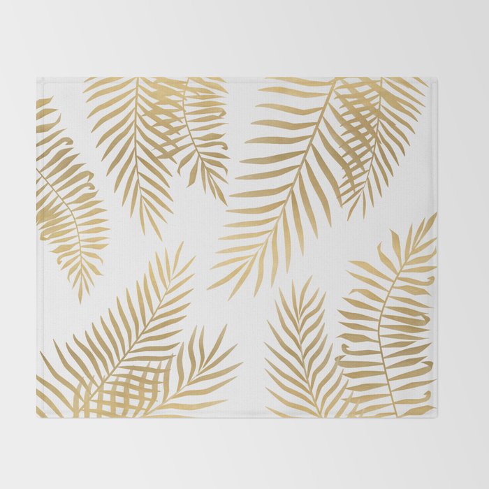 Gold palm leaves Throw Blanket Gallery Image 2