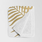 Gold palm leaves Throw Blanket Gallery Image 3