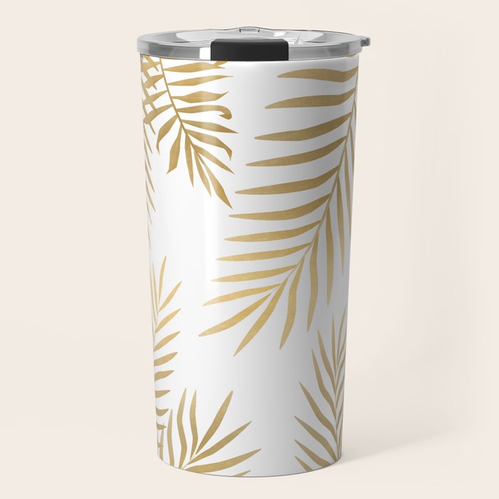 Gold palm leaves Travel Mug Gallery Image 1