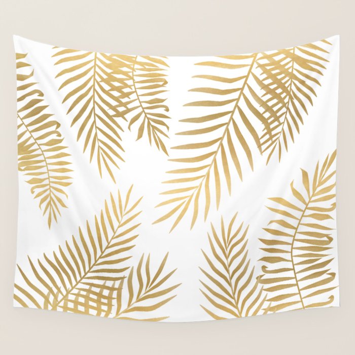 Gold palm leaves Wall Tapestry Gallery Image 4