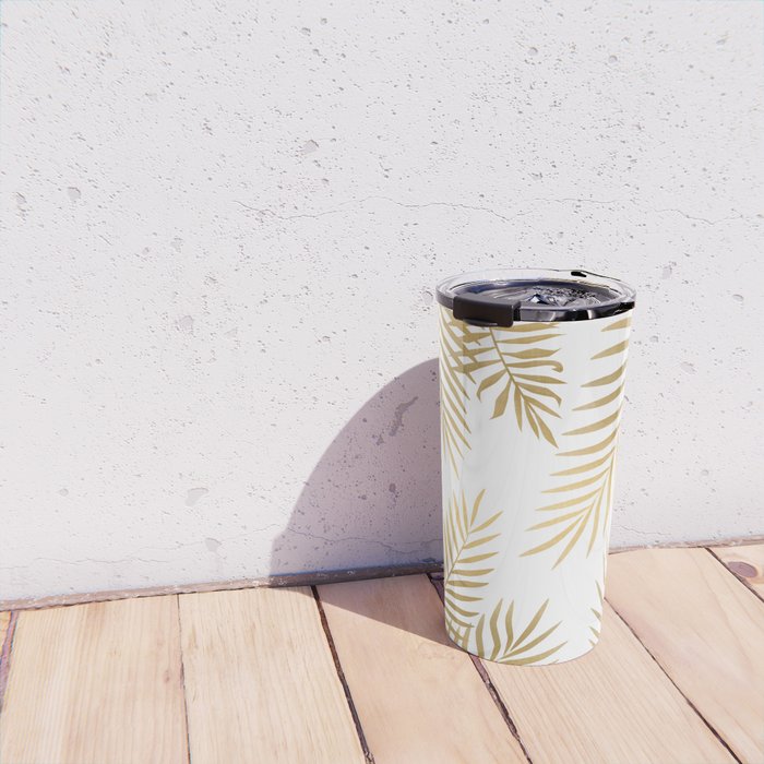 Gold palm leaves Travel Mug Gallery Image 4