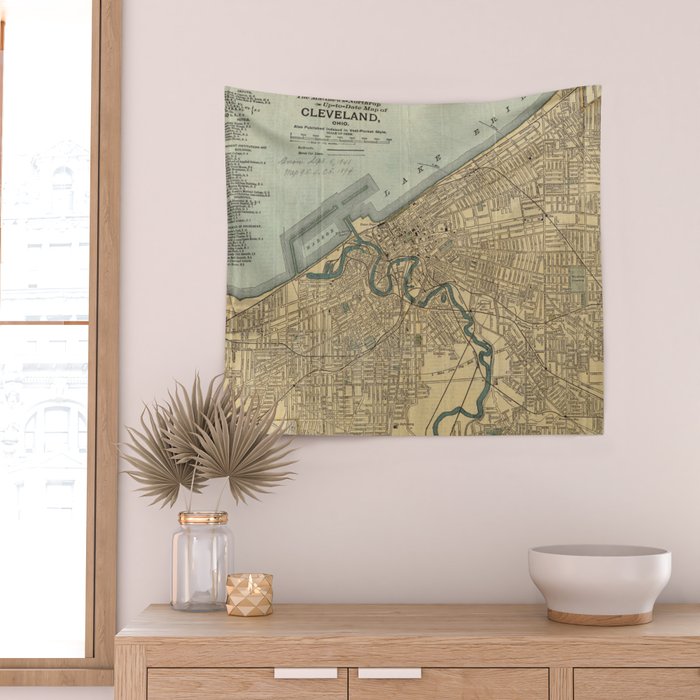 Vintage Map of Cleveland OH (1894) Wall Tapestry Gallery Image 2
