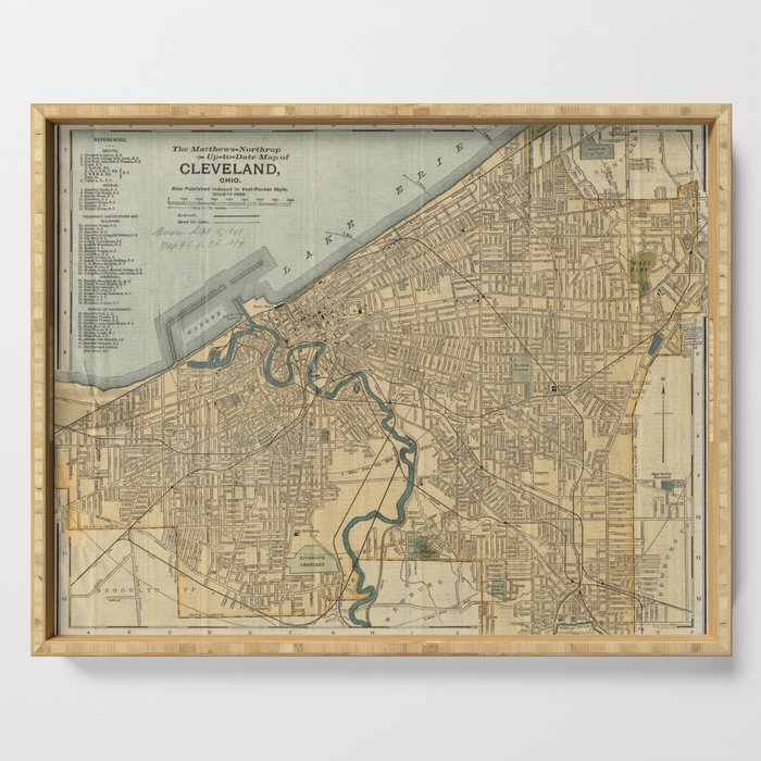 Vintage Map of Cleveland OH (1894) Serving Tray Gallery Image 1