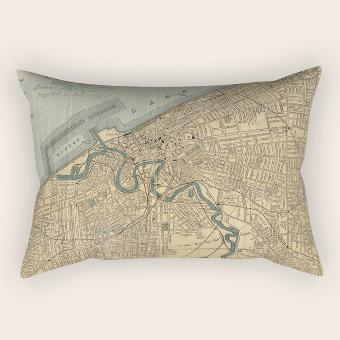 Vintage Map of Cleveland OH (1894) Rectangular Pillow Gallery Image 1