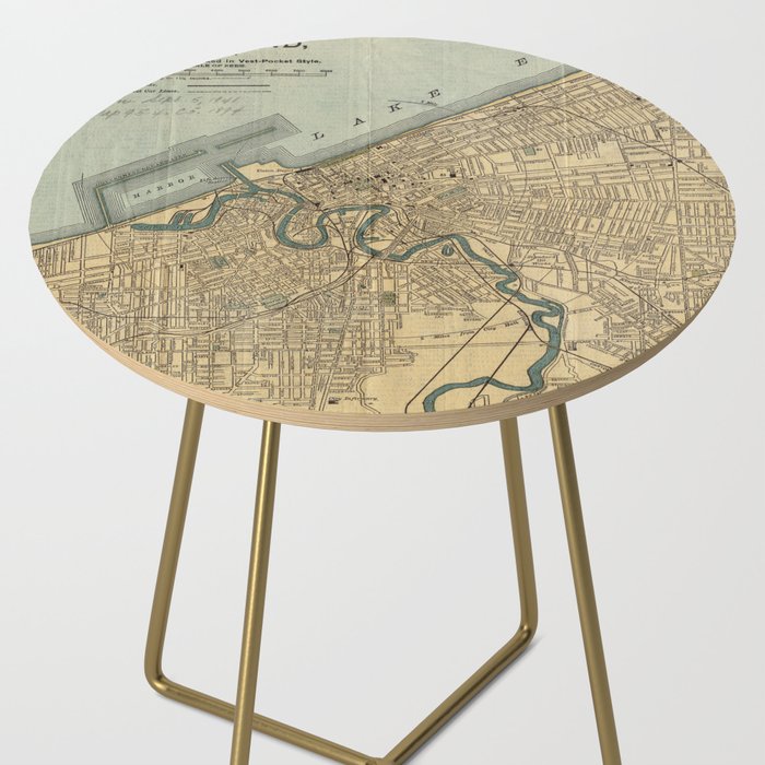 Vintage Map of Cleveland OH (1894) Side Table Gallery Image 2