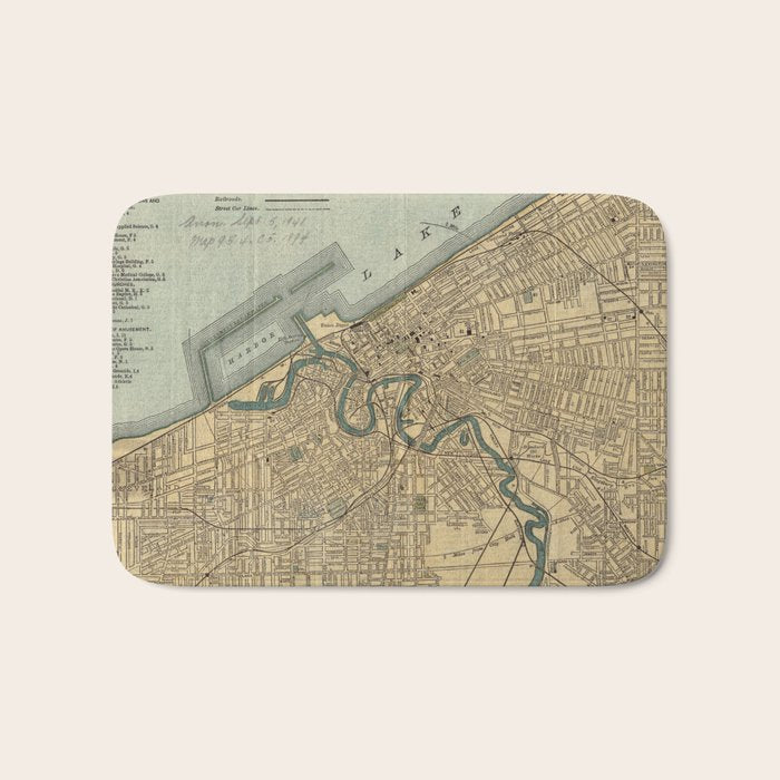 Vintage Map of Cleveland OH (1894) Bath Mat Gallery Image 1