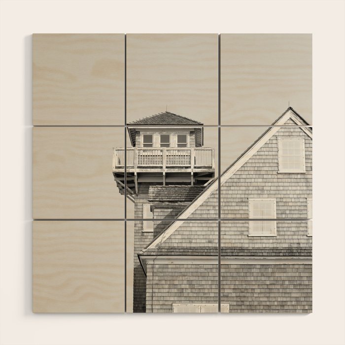 The Beach House (Black and White) X Outer Banks Photography Wood Wall Art Gallery Image 1
