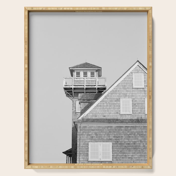 The Beach House (Black and White) X Outer Banks Photography Serving Tray Gallery Image 1