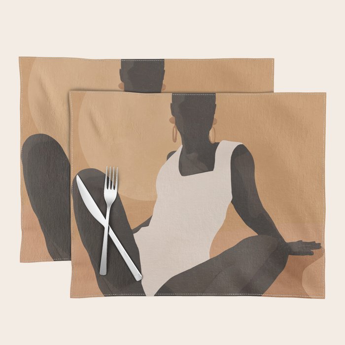 Minimal Abstract Art Sunset Girl 4 Placemat Gallery Image 1