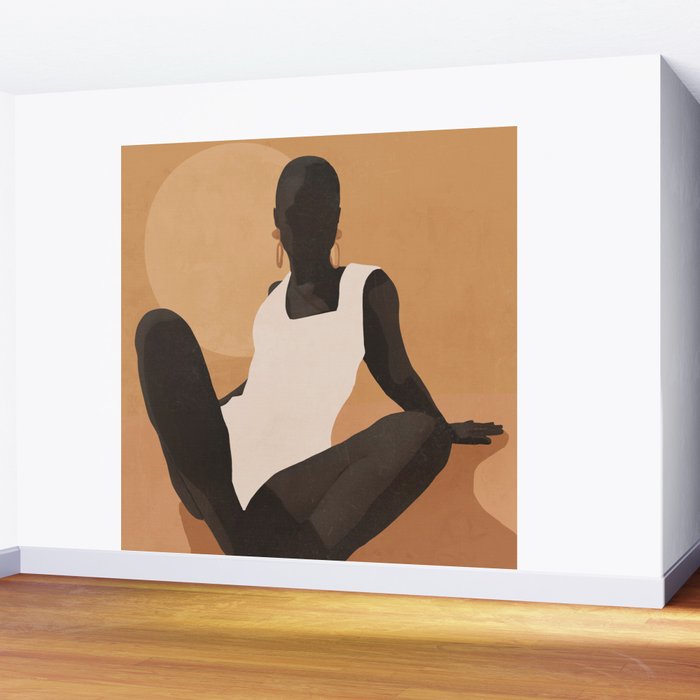Minimal Abstract Art Sunset Girl 4 Wall Mural Gallery Image 2