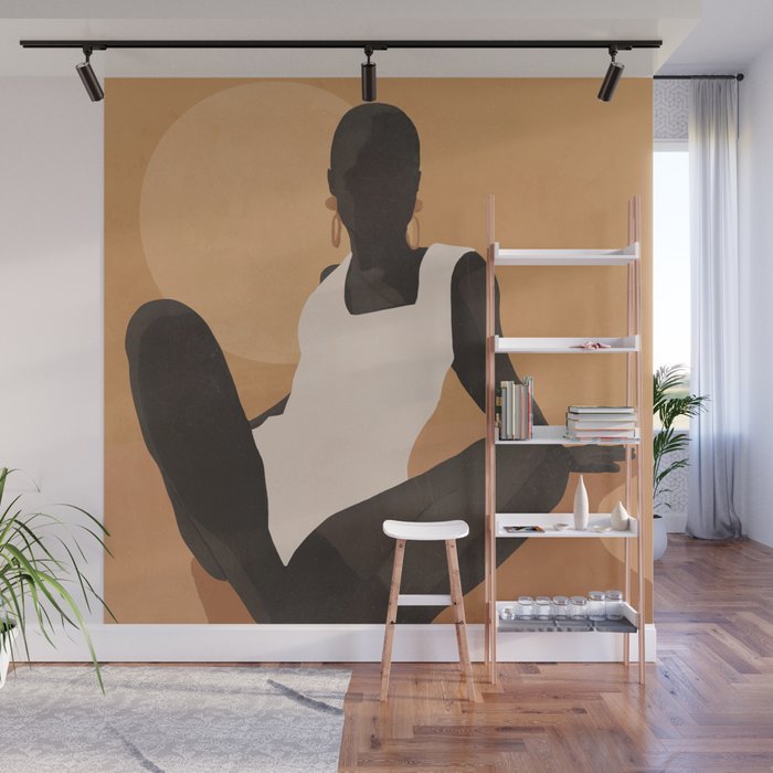 Minimal Abstract Art Sunset Girl 4 Wall Mural Gallery Image 1