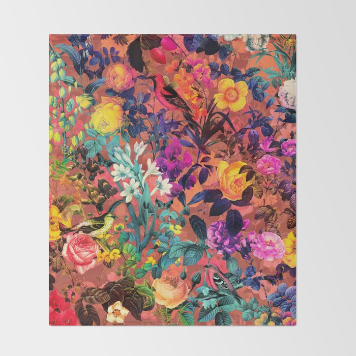 Floral and Birds II Throw Blanket Gallery Image 2