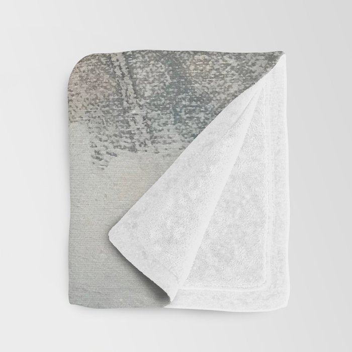 Embrace: a minimal, abstract mixed-media piece in blues and gold with a hint of pink Throw Blanket Gallery Image 3