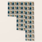 Embrace: a minimal, abstract mixed-media piece in blues and gold with a hint of pink Wallpaper Gallery Image 3