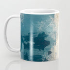 Embrace: a minimal, abstract mixed-media piece in blues and gold with a hint of pink Coffee Mug Gallery Image 3