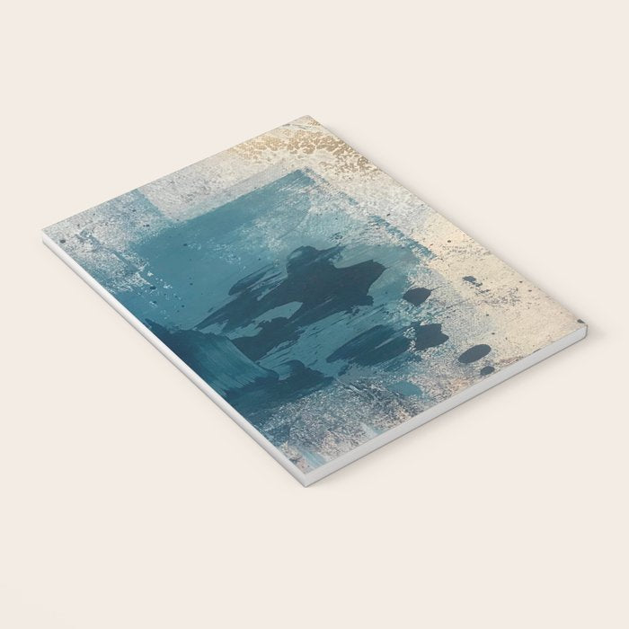 Embrace: a minimal, abstract mixed-media piece in blues and gold with a hint of pink Notebook Gallery Image 3