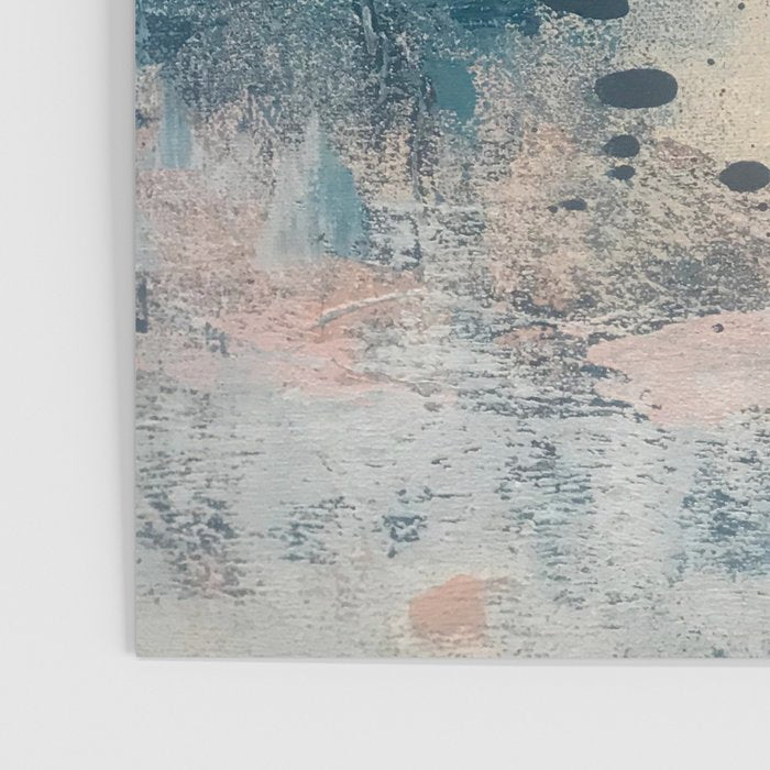Embrace: a minimal, abstract mixed-media piece in blues and gold with a hint of pink Poster Gallery Image 3