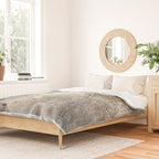 Embrace: a minimal, abstract mixed-media piece in blues and gold with a hint of pink Duvet Cover Gallery Image 2