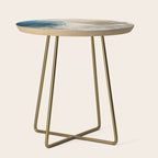 Embrace: a minimal, abstract mixed-media piece in blues and gold with a hint of pink Side Table Gallery Image 1