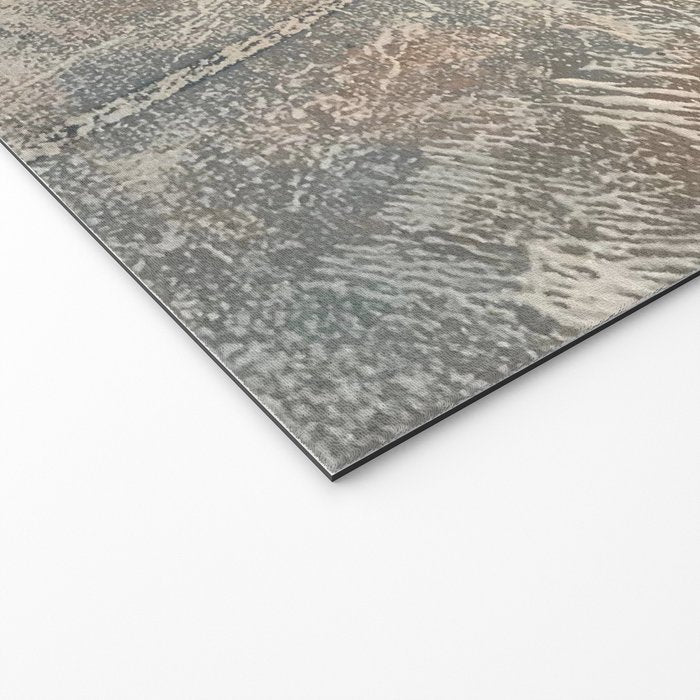 Embrace: a minimal, abstract mixed-media piece in blues and gold with a hint of pink Welcome Mat Gallery Image 2