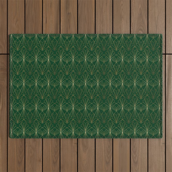 Art Deco in Emerald Green Outdoor Rug Gallery Image 1