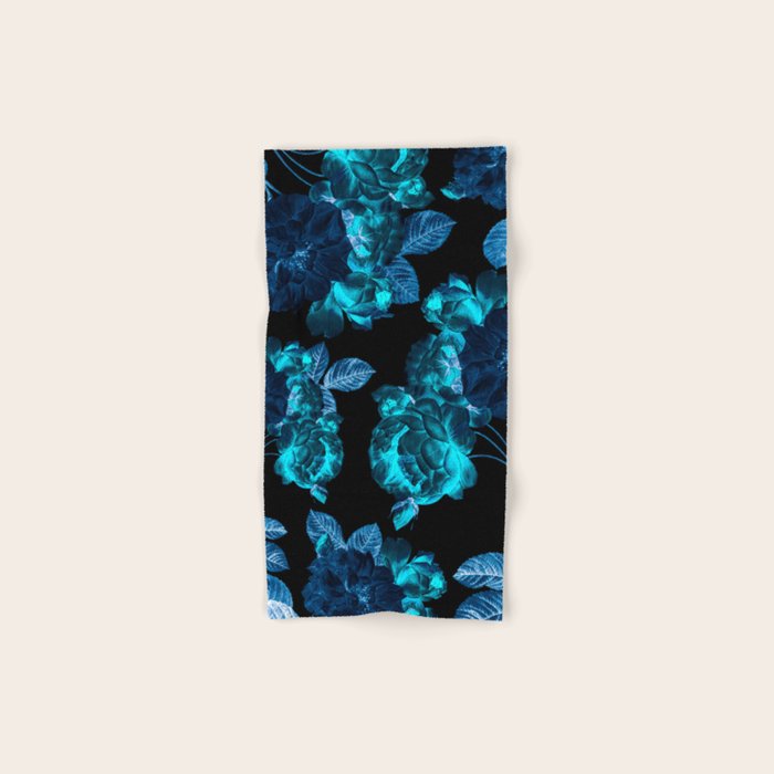 Flora temptation - moonlit blue Bath Towel Gallery Image 1