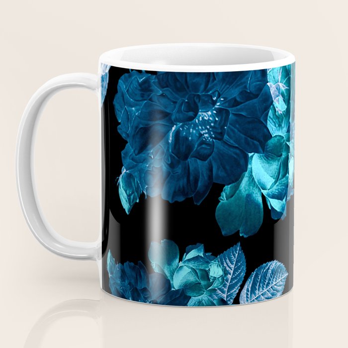 Flora temptation - moonlit blue Coffee Mug Gallery Image 3